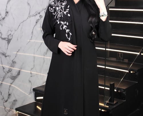 قماش نواعم كوري - تطريز خرز فضي-اسود