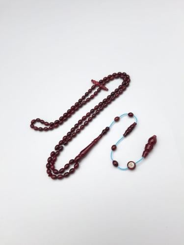 سبحه فاتوران ناعمه بلون عنابي و خرز زيتوني قياس 4...