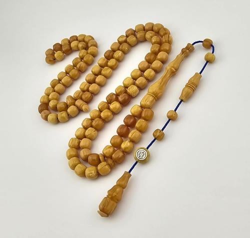 سبحه فاتوران ناعمه بلون عسلي و خرز صندوقي قياس 6 ف...