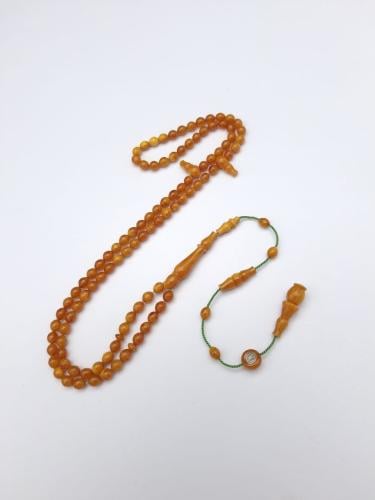 سبحه فاتوران ناعمه بلون جزري و خرز زيتوني قياس 4 ف...