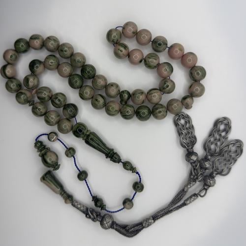 سبحه فاتوران بلون اخضر باحمر فاتح قياس 11.5 ملم 45...