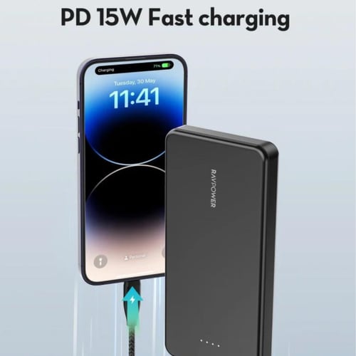 راف باور - بطارية 10,000 ملي امبير بمنفذ تايب سي و...