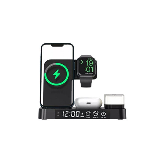 منصة شحن 4 في 1 واير لس للساعة والسماعة والهاتف مع...