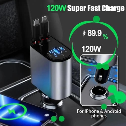 شاحن سيارة بقوة 4 في 1 بقوة 120 واط