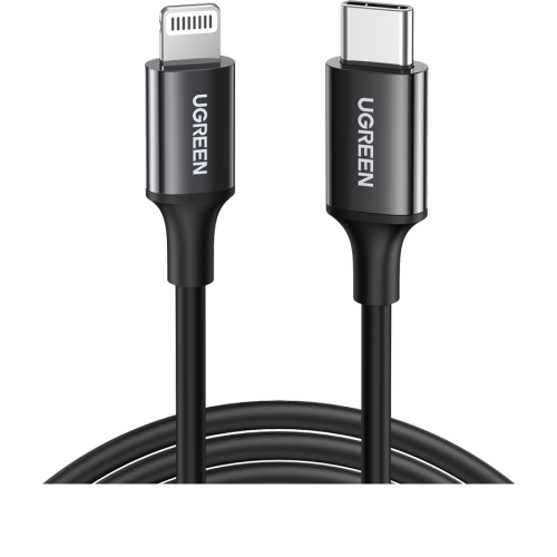 سلك شاحن يوجرين USB-C إلى آيفون بطول 1 م - أسود مع...