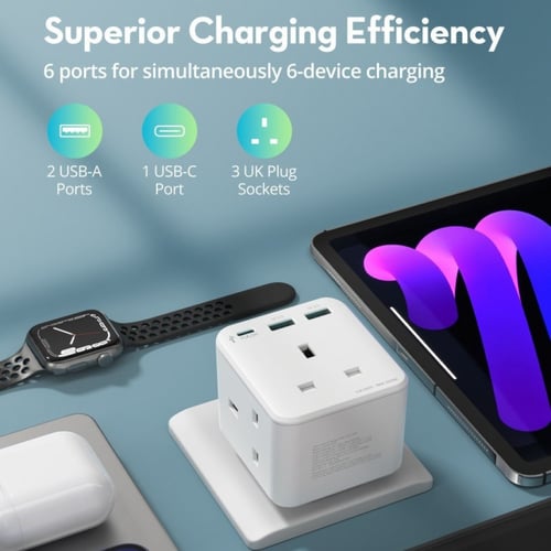 شاحن جداري راف باور 3 منافذ طاقه +2 مداخل يوسبي +1...