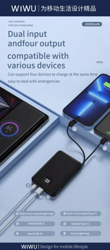 ويوو_بور بانك ماج سيف بسلك مزدوج من wiwu