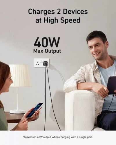 شاحن جداري أنكر نانو برو بقوة 40 واط بمنفذين USB-C...