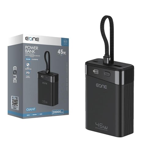 اي ون بطارية متنقلة 20 الف ملي امبير (45 واط) كيبل...