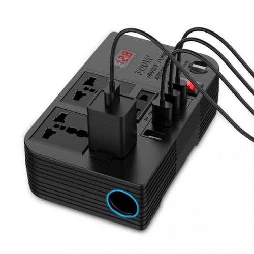 جرين - شاحن سيارة مع موزع كهربائي بقوة 300 واط جري...