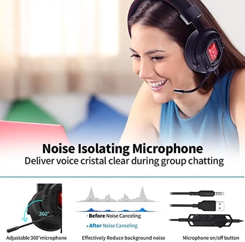 سماعة رأس سلكية K3 مخصصة للألعاب بميكرفون واضاءة م...