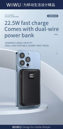 ويوو_بور بانك ماج سيف بسلك مزدوج من wiwu