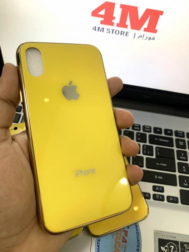 كفر ايفون زجاج أصفر Yellow glass case
