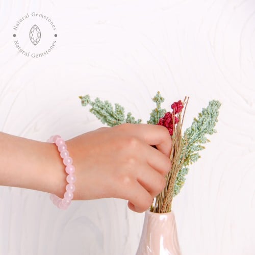 اسوارة حجر الروز كوارتز الوردي