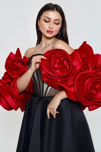 فستان اسود كورسيه كلوش