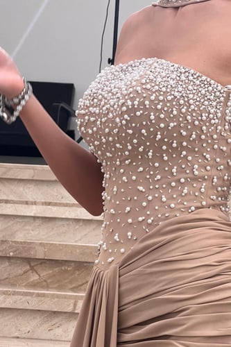 فستان لحمي بتطريز لول فخم