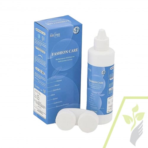 محلول عدسات فاشن كير 120 مل مع قالب لحفظ العدسات