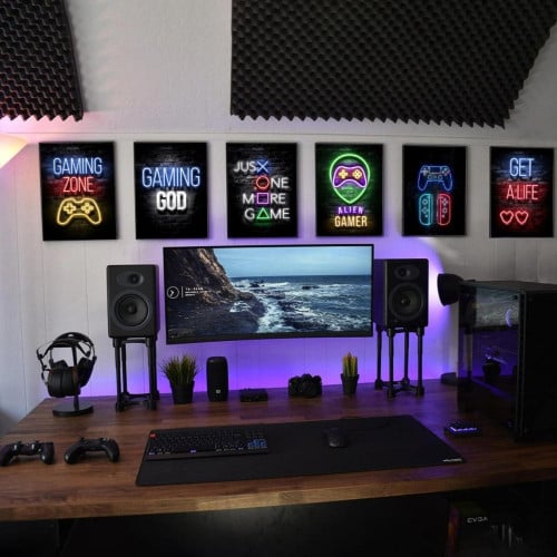 6 قطع بوسترات مضئية مع انارة البلاك لايت