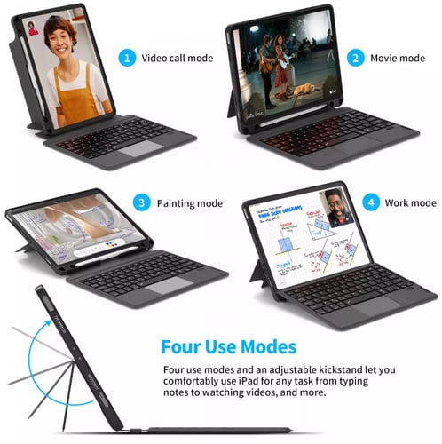 لوحة مفاتيح + كفر للأيباد 11/10.9 إنش و 12.9 إنش م...