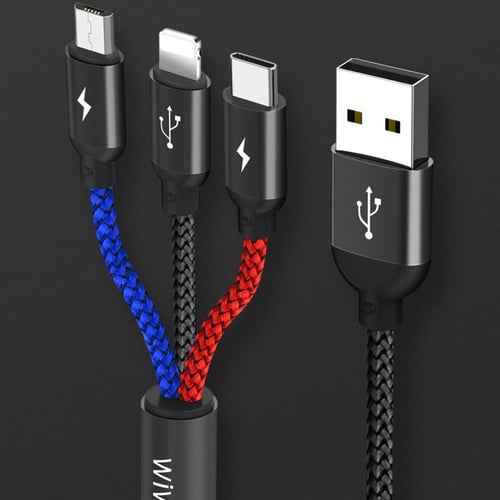 سلك شاحن ثلاثي للايفون و الاندرويد من WIWU