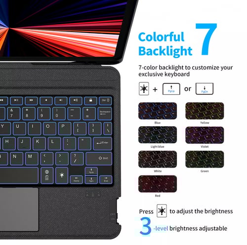 لوحة مفاتيح + كفر للأيباد 11/10.9 إنش و 12.9 إنش م...