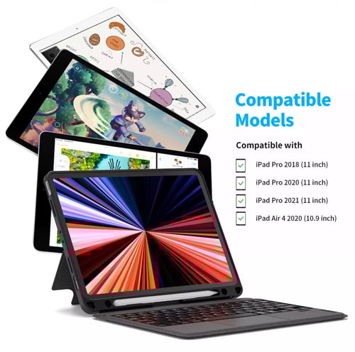 لوحة مفاتيح + كفر للأيباد 11/10.9 إنش و 12.9 إنش م...