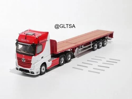Mercedes-Benz Actros Giga Space 6x2 Semi Tractor & Scalable Trailer (LHD) Red White 1:64 Gaincorp Products KS088/KS101-498