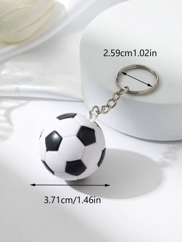 Men Soccer Charm Keychain Black and White sc230517...