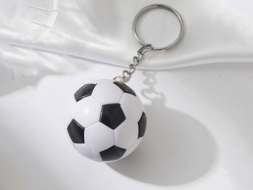Men Soccer Charm Keychain Black and White sc230517...
