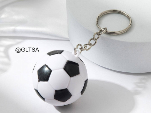 Men Soccer Charm Keychain Black and White sc230517...