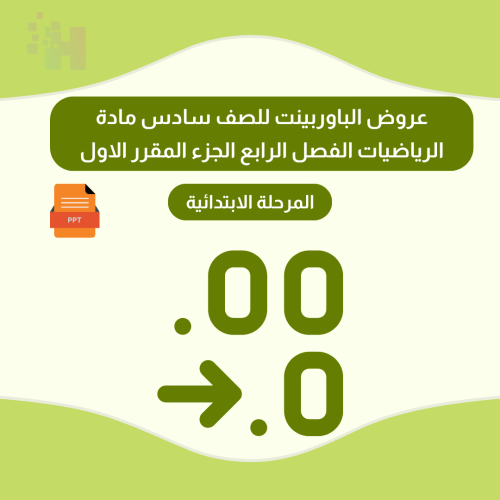 حقيبة عروض الباوربينت للصف سادس مادة الرياضيات الف...