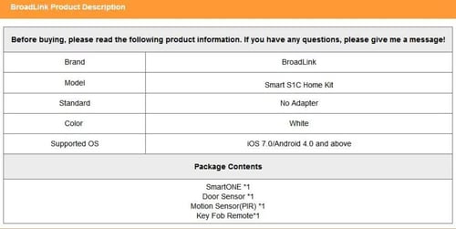 ريموت تحكم لاسلكي لطقم أمان Broadlink S1C SmartOne