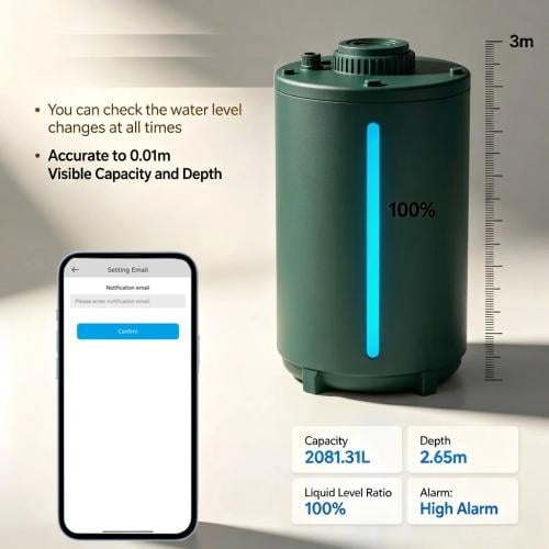 Smart Ultrasonic Liquid & Water Tank Level Sensor Tuya WiFi High-Low Alarm