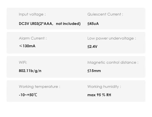 مستشعر باب ذكي واي فاي من Tuya - استهلاك منخفض للط...