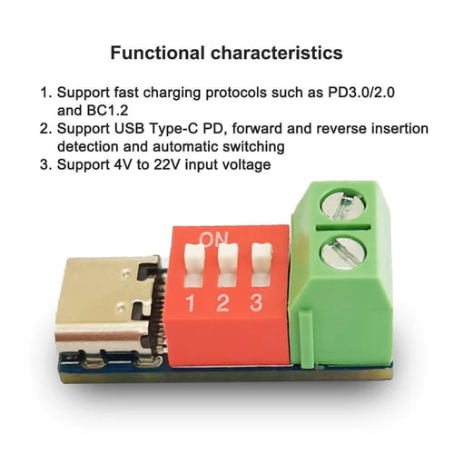 وحدة تحفيز Type-C PD QC - جهد قابل للتعديل 5 ~ 20V