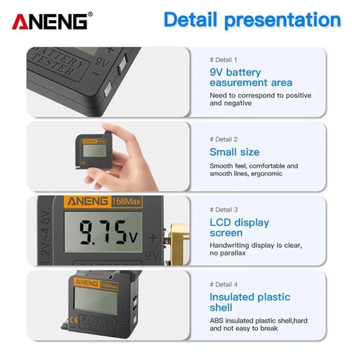 جهاز فحص البطاريات الرقمي العالمي ANENG BT189 (AA,...