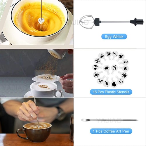 خلاط رغوة الحليب محمول مع شاحن USB فولاذ مقاوم للص...