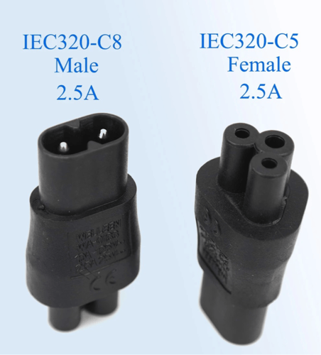 محول افياش IEC320 من C5 إلى C8 و من C6 إلى C7