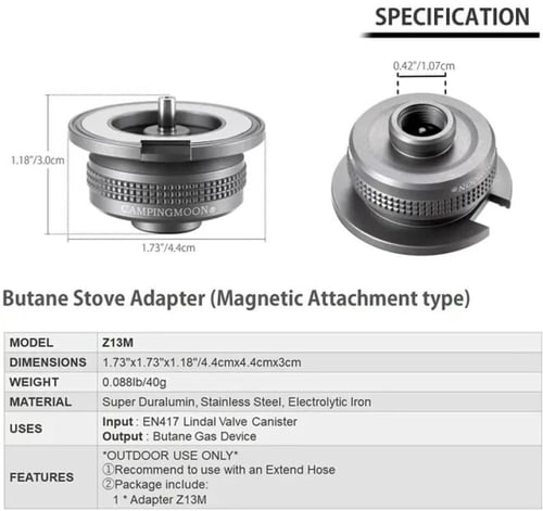 وصلة محول رأس اسطوانة الغاز كامبنك مون الممغنط Z13...