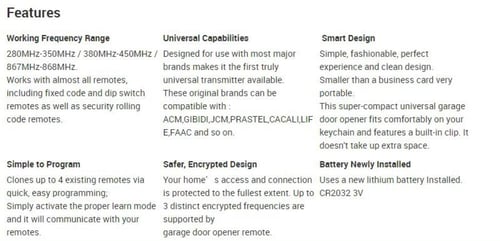 جهاز نسخ ريموت باب الكراج شامل - 280-868 ميجاهرتز،...