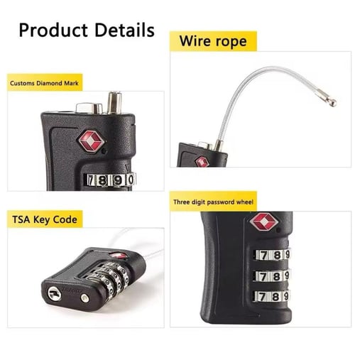 قفل TSA مُعتمد لحقائب السفر - محمي بكلمة مرور، أسو...