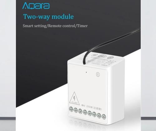 مفتاح وحدة تحكم ذكية مرحل (ريلاي) مزدوج T2 من آقارا - Zigbee لأبواب الكراج، البوابات، الأضواء