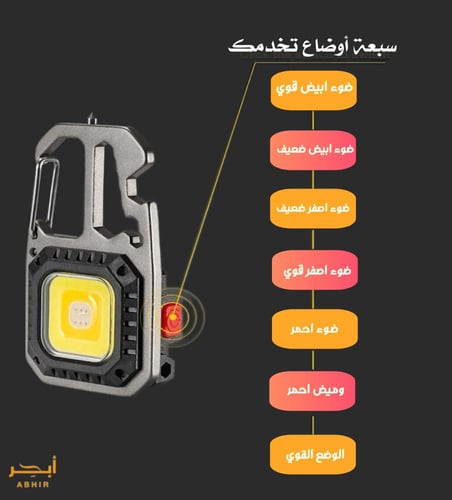 مصباح LED صغير محمول مع ميدالية مفاتيح - إضاءة قوي...