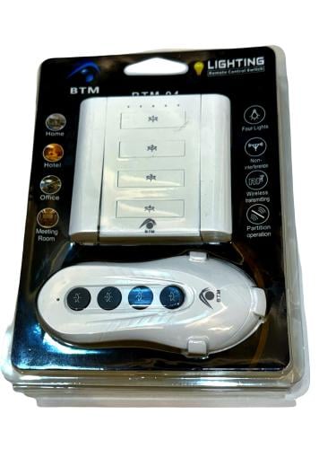 طقم مفتاح إضاءة لاسلكي 4 قنوات بريموت كنترول BTM-0...