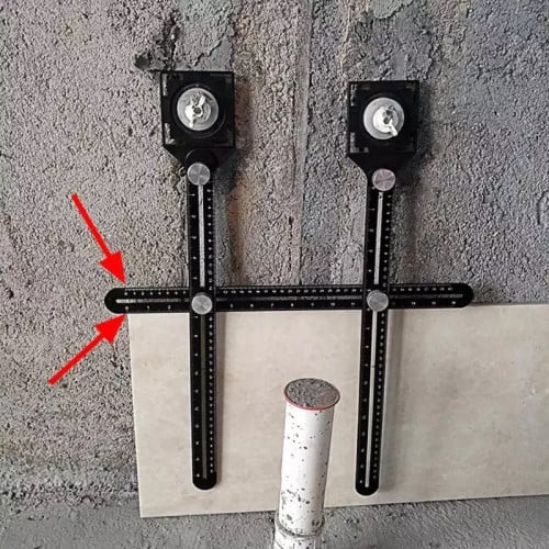 مسطرة سداسية متعددة المهام لتحديد وقص البلاط وفتحا...