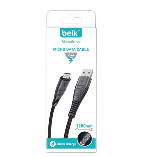 كيبل شاحن بيلك MICRO USB قماش متر يدعم الشحن السري...