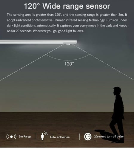 اضاءة ليد هيكل فضي لون ابيض60سم