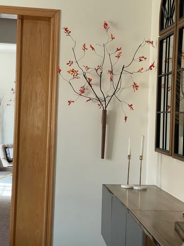 فازة جدارية خشب الجوز الغامق