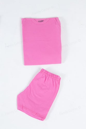 طقم بناتي قطن عريض ملون