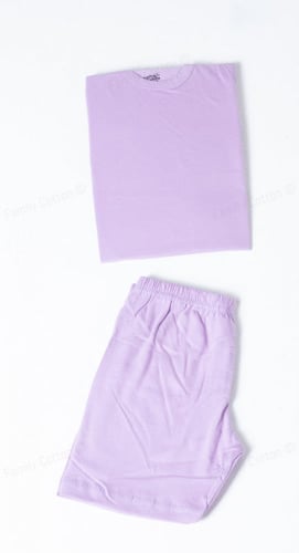 طقم بناتي قطن عريض ملون